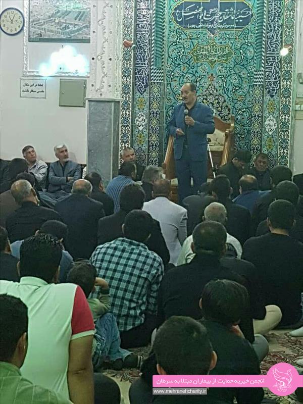 استقبال عزاداران حسینی هیئت عاشقان حضرت ابوالفضل (ع) شهرستان میانه برای حمایت از بیماران مبتلا به سرطان مهرانه